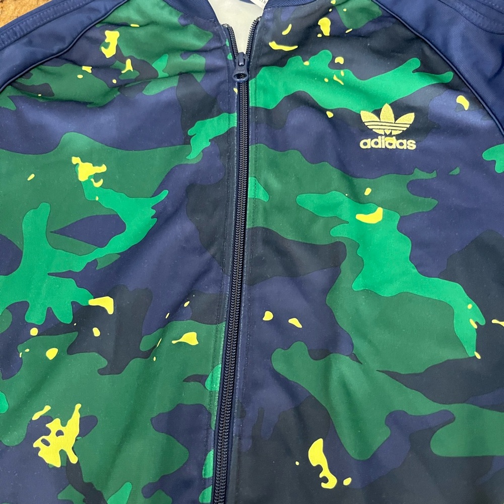 adidas Navy, Green & Yellow Camo Trefoil Zip Jacket